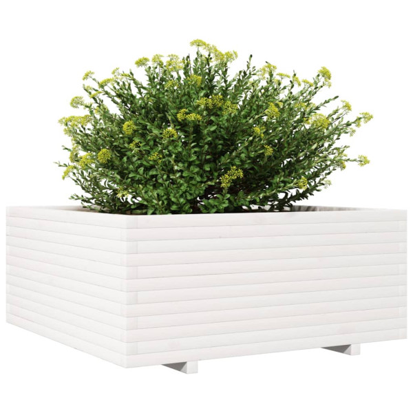 Vaso/floreira de jardim 110x110x49.5 cm pinho maciço branco M 4