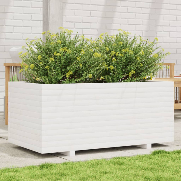 Jardinera madera maciza de pino blanco 110x60x49.5 cm D
