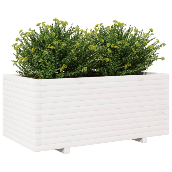 Vaso/floreira de jardim 110x60x49.5 cm pinho maciço branco M 4