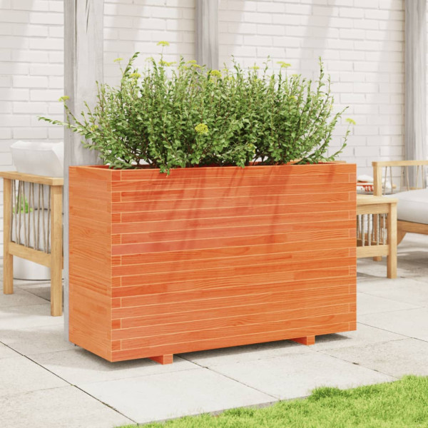 Vaso/floreira de jardim 110x40x72 cm pinho maciço castanho mel M 3