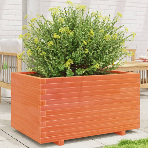 Jardinera madera maciza de pino marrón cera 90x60x49.5 cm D