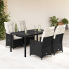 Set de muebles jardín 5 pzas con cojines ratán sintético negro 1