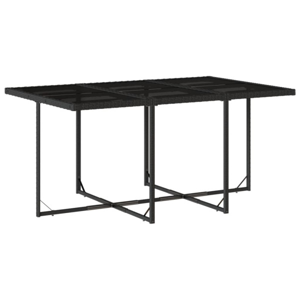 Set de comedor de jardín 7 pzas y cojines ratán sintético negro M 5
