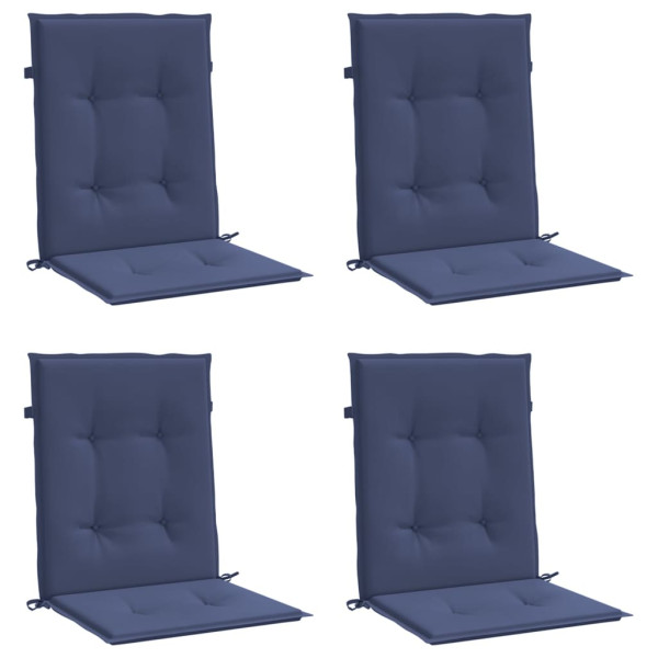 Cojines para silla con respaldo bajo 4 uds tela azul marino M 3