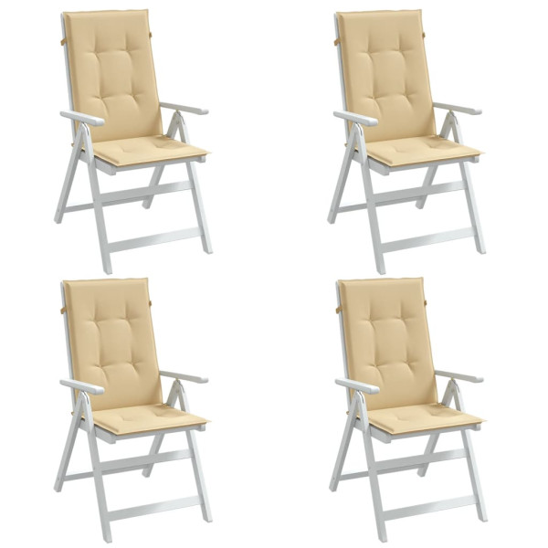 Cojines silla respaldo alto 4 uds tela beige melange 120x50x4cm D
