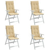 Cojines silla respaldo alto 4 uds tela beige melange 120x50x4cm 1