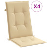 Cojines silla respaldo alto 4 uds tela beige melange 120x50x4cm 2