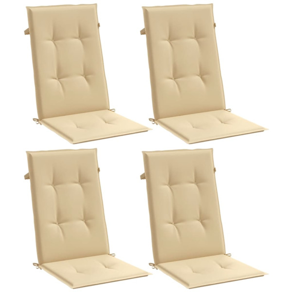 Cojines silla respaldo alto 4 uds tela beige melange 120x50x4cm M 3