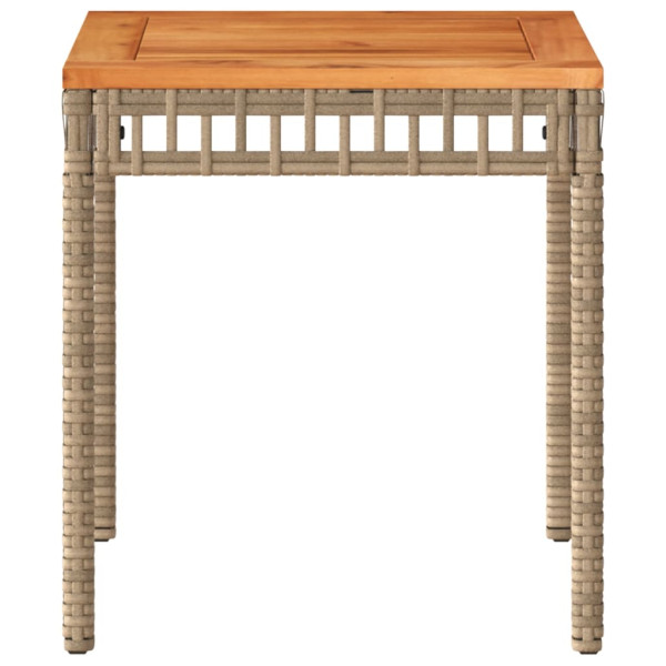 Mesa de jardim 38x38x42 cm vime PE/acácia mistura de beges M 5