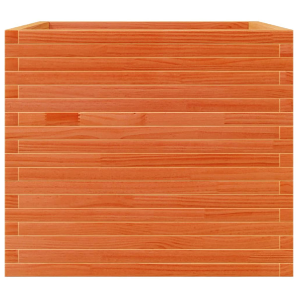 Jardinera madera maciza de pino marrón cera 80x80x68.5 cm M 5