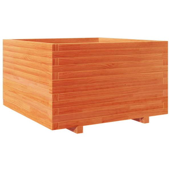 Jardinera madera maciza de pino marrón cera 80x80x49.5 cm M 2