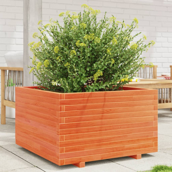 Jardinera madera maciza de pino marrón cera 80x80x49.5 cm M 3