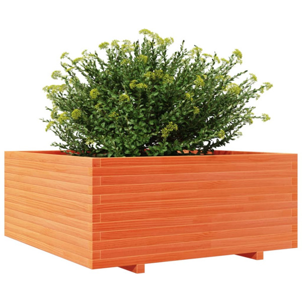 Jardinera madera maciza de pino marrón cera 110x110x49.5 cm M 4