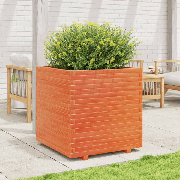 Jardinera madera maciza de pino marrón cera 70x70x72.5 cm M 3