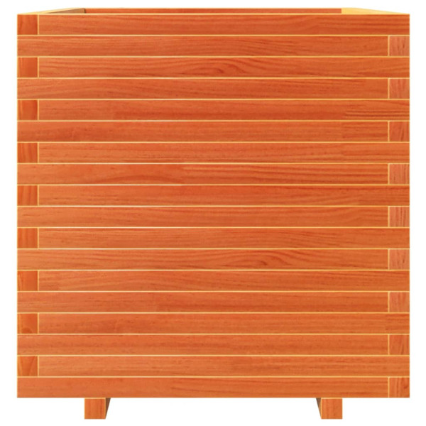 Jardinera madera maciza de pino marrón cera 70x70x72.5 cm M 5