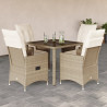 Set comedor de jardín 5 pzas con cojines ratán sintético beige 1