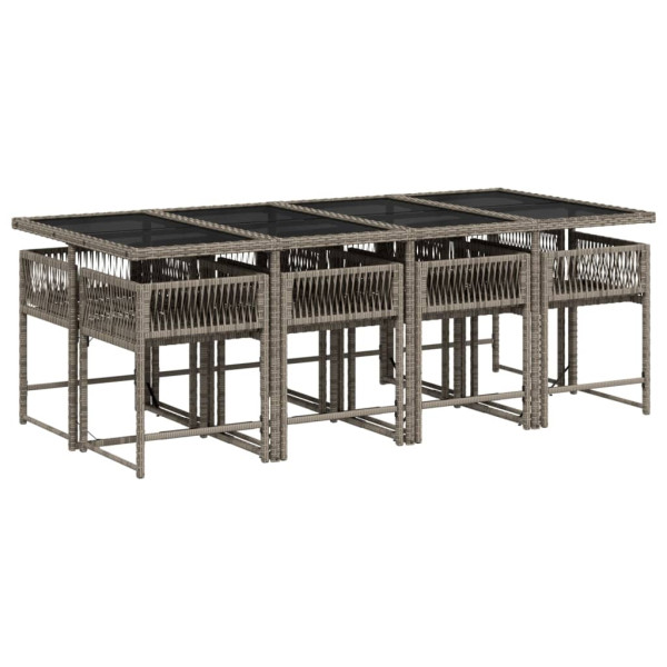 Set comedor jardín 9 pzas y cojines ratán sintético gris M 3