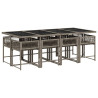 Set comedor jardín 9 pzas y cojines ratán sintético gris 3