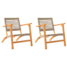 Cadeiras de jardim 2 pcs vime PE/madeira de acácia maciça bege 2