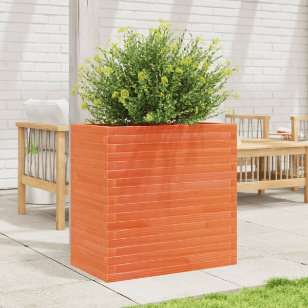 Jardinera madera maciza de pino marrón cera 70x40x68.5 cm M 3