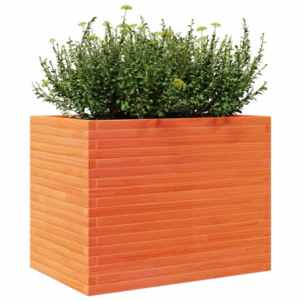 Jardinera madera maciza de pino marrón cera 90x60x68.5 cm M 4
