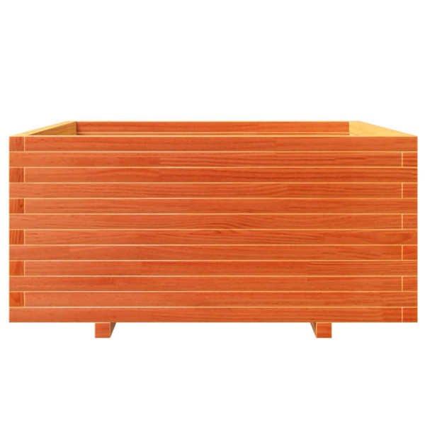 Jardinera madera maciza de pino marrón cera 100x100x49.5 cm M 5