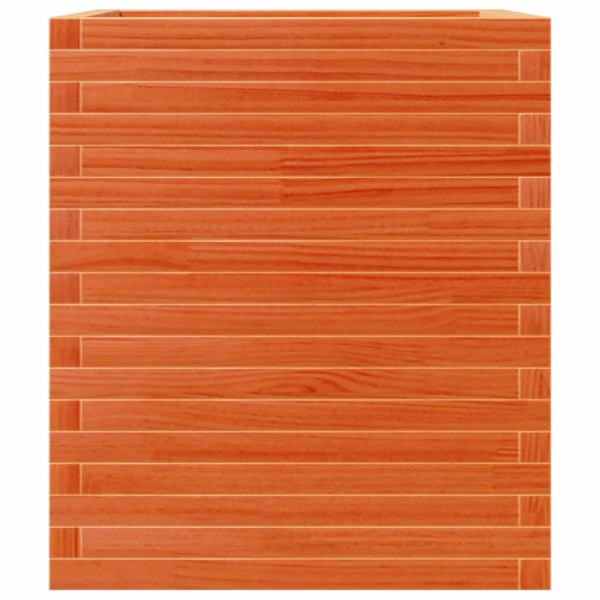 Jardinera de madera maciza de pino marrón cera 60x60x68.5 cm M 5