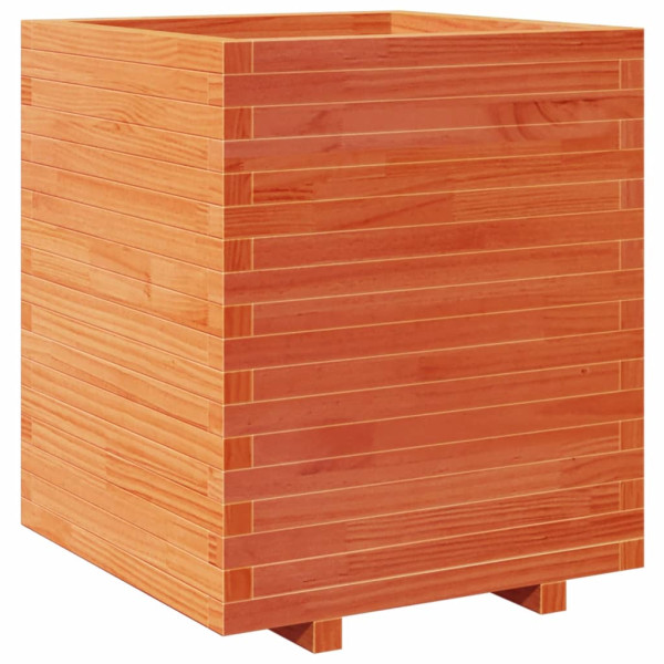Jardinera madera maciza de pino marrón cera 60x60x72.5 cm M 2