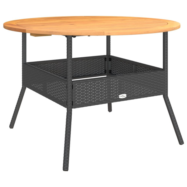Mesa de jardín superficie madera acacia ratán negro Ø110x71 cm M 2