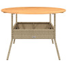Mesa de jardim com tampo de acácia Ø110x71 cm vime PE bege 3