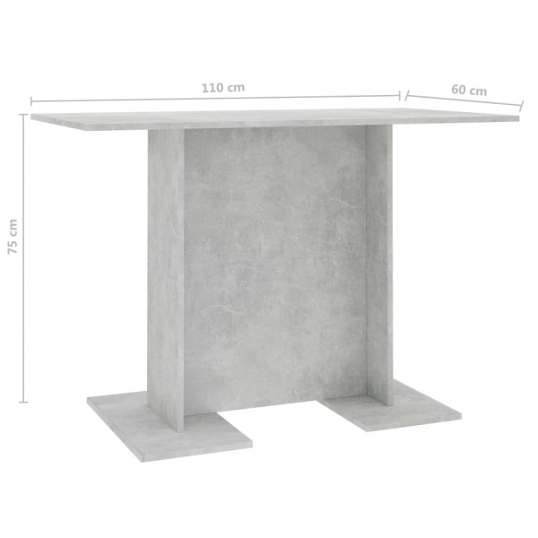 Mesa de comedor de madera gris hormigón 110x60x75 cm M 5