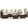 Set comedor de jardín 5 piezas y cojines ratán sintético marrón 2