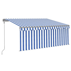 Toldo retrátil automático com estore 3.5x2.5 m azul e branco H