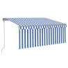 Toldo retráctil automático con persiana azul y blanco 3.5x2.5 m 2