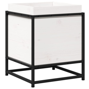 Jardinera de madera maciza de pino blanca 40x40x50 cm H