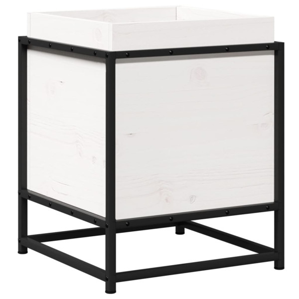 Jardinera de madera maciza de pino blanca 40x40x50 cm M 2