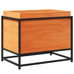 Jardinera de madera maciza pino marrón cera 60x40x50 cm H