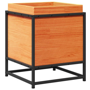 Jardinera de madera maciza pino marrón cera 40x40x50 cm H