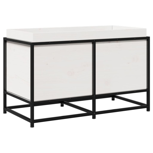 Jardinera de madera maciza de pino blanca 80x40x50 cm M 2