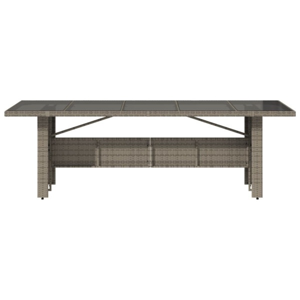 Mesa de jardín superficie de vidrio ratán PE gris 240x90x75 cm M 4