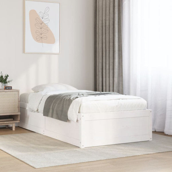 Estructura de cama madera maciza de pino blanco 75x190 cm M 3