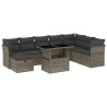 Set de muebles de jardín 9 pzas y cojines ratán sintético gris 2