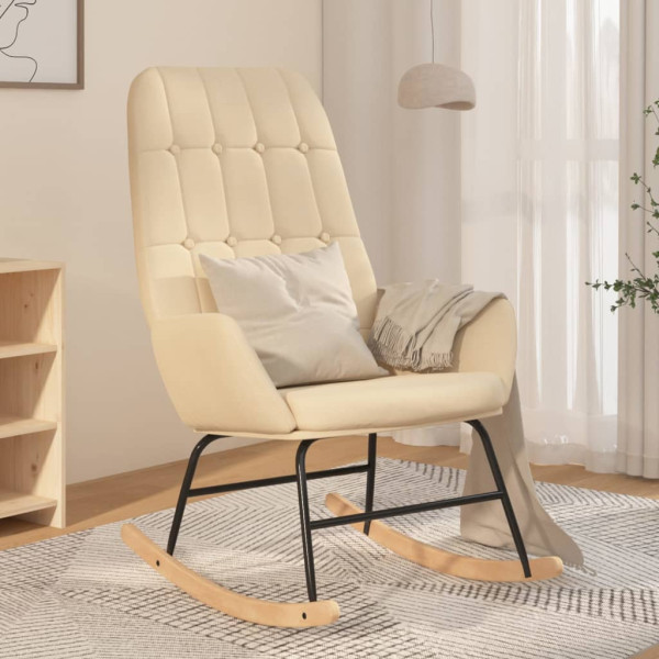 Silla mecedora de tela color crema M 5