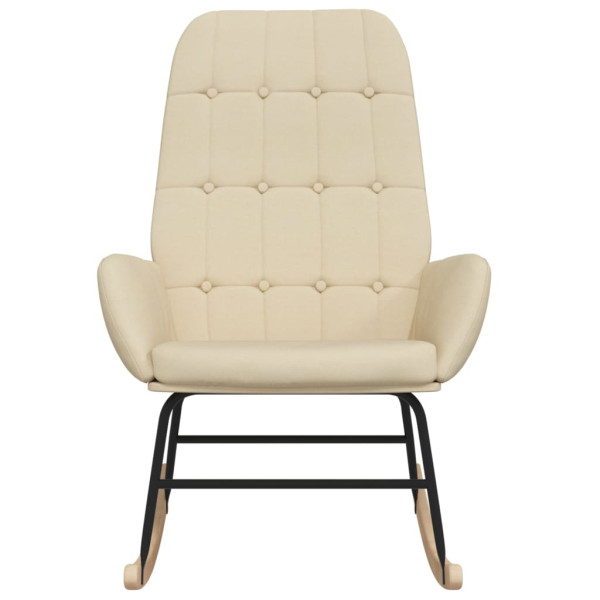 Silla mecedora de tela color crema M 4