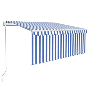 Toldo retrátil automático com estore 3.5x2.5 m azul e branco H