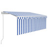 Toldo retrátil automático com estore 3.5x2.5 m azul e branco 2
