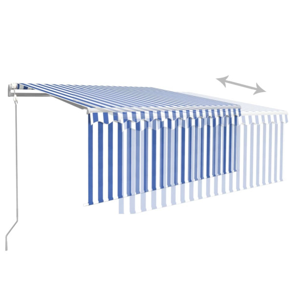 Toldo retrátil automático com estore 3.5x2.5 m azul e branco M 4