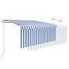 Toldo retrátil automático com estore 3.5x2.5 m azul e branco 4