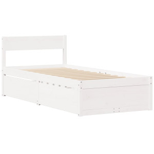 Estructura cama con cajones madera maciza pino blanco 90x200 cm H