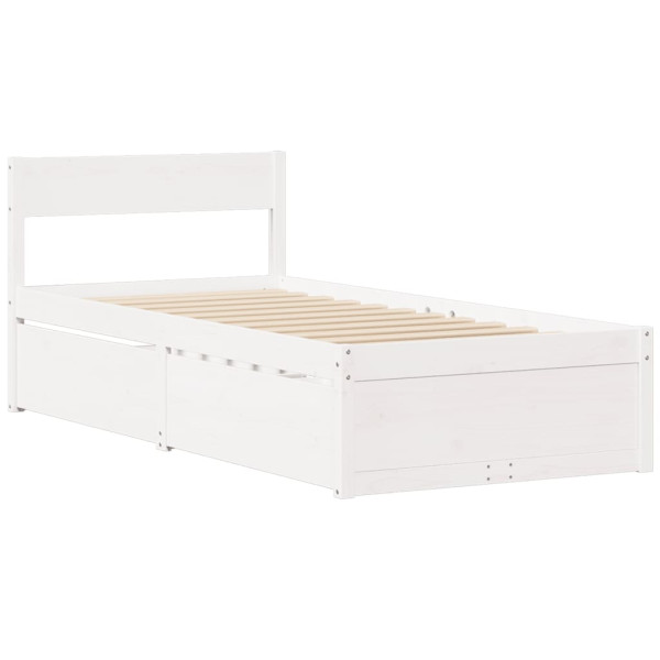 Cama sem colchão 90x200 cm madeira de pinho maciça branco M 2